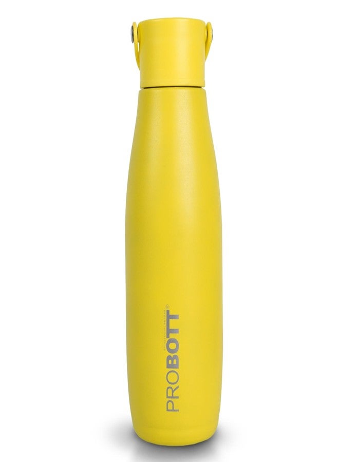 Probott Trendy Flask 480ml Thermosteel Hot & Cold Thermos Vacuum Flask Water Bottle for Girls, Yellow | Flex Cap | Leakproof | Gym | Sports | Office | College | School | Travel | Water, Tea, Coffee - Image 1