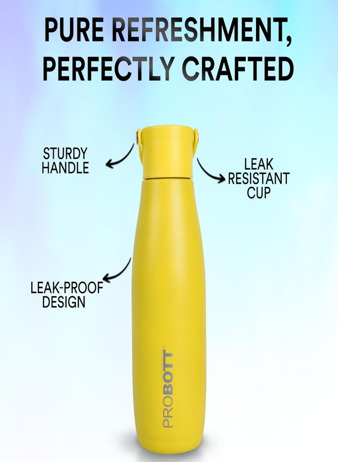 Probott Trendy Flask 480ml Thermosteel Hot & Cold Thermos Vacuum Flask Water Bottle for Girls, Yellow | Flex Cap | Leakproof | Gym | Sports | Office | College | School | Travel | Water, Tea, Coffee - Image 4