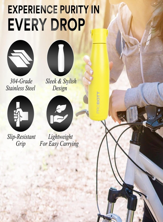 Probott Trendy Flask 480ml Thermosteel Hot & Cold Thermos Vacuum Flask Water Bottle for Girls, Yellow | Flex Cap | Leakproof | Gym | Sports | Office | College | School | Travel | Water, Tea, Coffee - Image 2