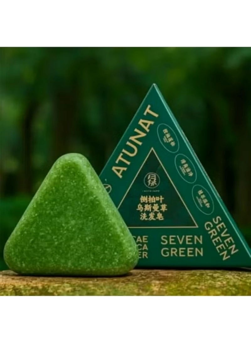 F & K Natural herbal soap shampoo for hair loss - Seven vegetables, green triangle, scalp care and hair root strengthening