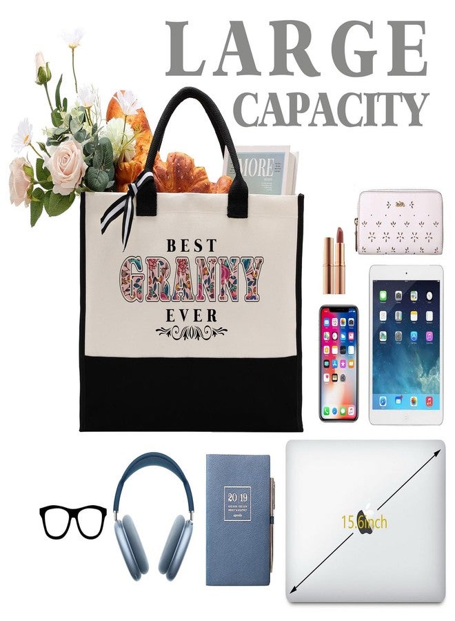 Gkwa Cotton Canvas Tote Bag for Women, Beach Canvas Tote Gift for Granny, Travel Bag for Mother's Day - Image 5