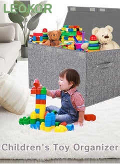 LEOKOR Toys Organizer Toy Chest with Lids, Foldable Toy Storage Organizer with Handles, Collapsible Kids Storage Boxes Container Bins for Childrens Toys, Playroom Organizers, 25"x13" x16"  - Image 2