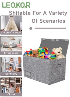 LEOKOR Toys Organizer Toy Chest with Lids, Foldable Toy Storage Organizer with Handles, Collapsible Kids Storage Boxes Container Bins for Childrens Toys, Playroom Organizers, 25"x13" x16"  - Image 3