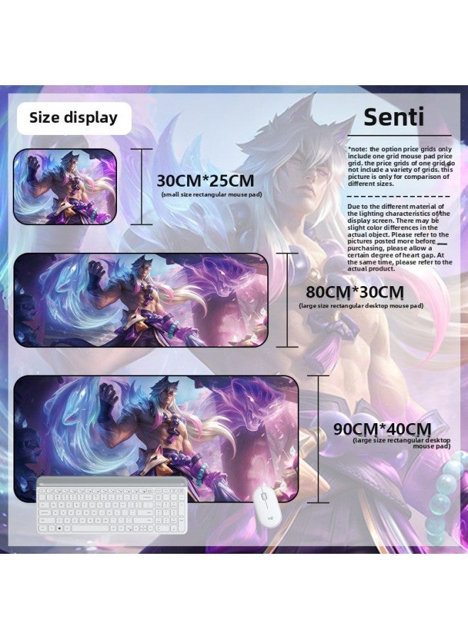 League Of Legends Mouse Pad Oversized Thickened Boys Animation E-Sports Game LOL Keyboard Pad Office Desk Mat-Color:900*400*3mm-Pattern:Soul Lotus-senti - Image 1