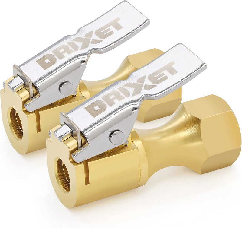 Ram-Pro Air Chuck, Closed Flow Heavy-Duty Locking Tire Air Chuck, With Quick Connect, Solid Brass, 1/4 Inch Female NPT Thread, 250 PSI, Fits Most Air Hose, Air Inflators, - 2 in a Pack - Image 1