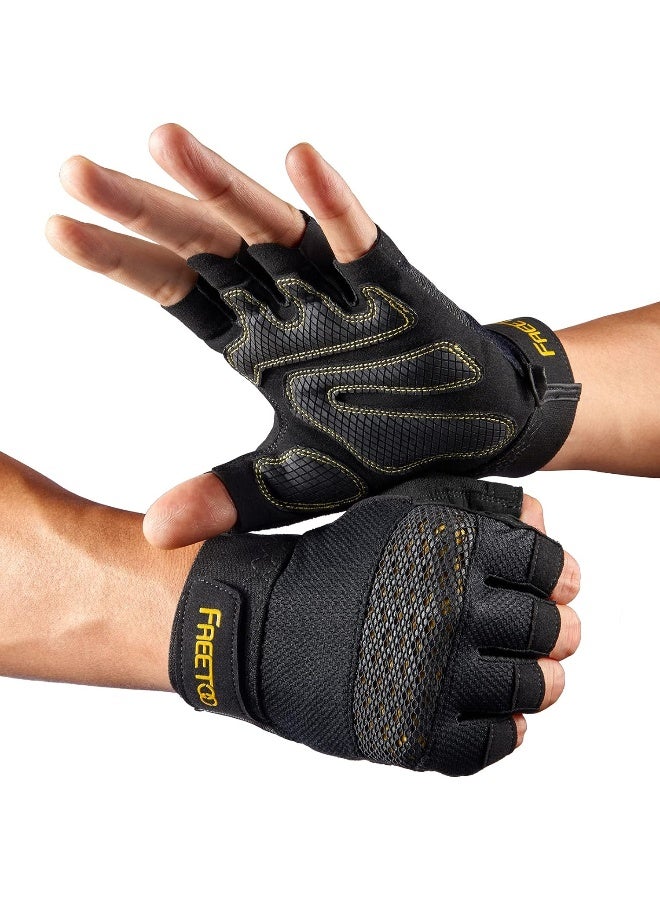 FREETOO FREETOO Workout Gloves for Men 2021 Latest, [Full Palm Protection] [Ultra Ventilated] Weight Lifting Gloves with Cushion Pads and Silicone Grip Gym Gloves Durable Training Gloves for Exercise Fitness  - Image 4