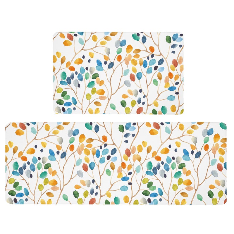 weesire Kitchen Mats for Floor Anti Fatigue Mats for Kitchen Floor Kitchen Rugs Farmhouse Style Memory Foam Kitchen Mat Cushioned PVC Leather Kitchen Rug Set, 17.3x28+17.3x47 inchs - Image 1