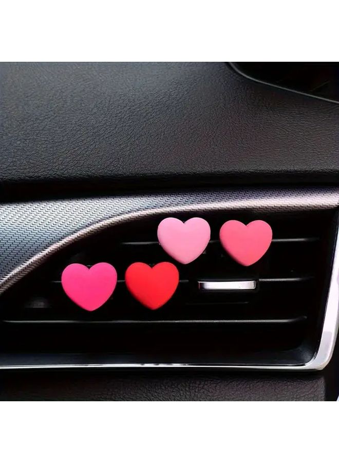Small Dark Pink 2PC Hearts Car Air Vent Outlet Decoration Vehicle Interior Accessories - Image 1