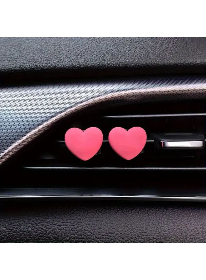 Small Dark Pink 2PC Hearts Car Air Vent Outlet Decoration Vehicle Interior Accessories - Image 4