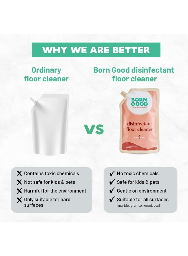 Born Good Natural Floor Cleaner | 1000ml | Turkish Applewood Fragrance | Kid & Pet Safe - Image 3