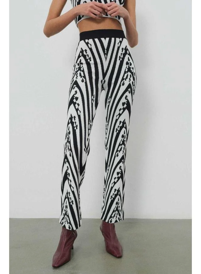 Mısırlı 1951 Black and White Patterned Women's Pants