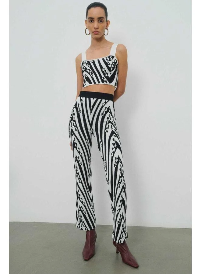 Mısırlı 1951 Black and White Patterned Women's Pants