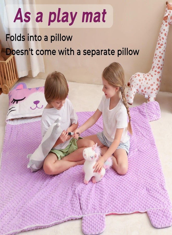 Wizland Kids Sleeping Bag Girls Daycare Mat Flannel Kitty Nap Preschool Rest Mats-Kindergarten, Fluffy Warm Portable Pink Nap Thick Nap Roll for Toddlers-61.8"×28.3" - Image 2