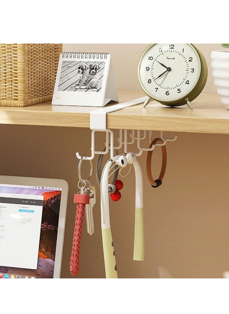 Mug Hooks Under Cabinet Hanging Holder, Muti-Functional Hanging Hook Rack Kitchen Utensil Cupboard Chest Organizer Coffee Cup Drying Holder Rack Cups Storage For Bar and Home (10 Hooks - White)