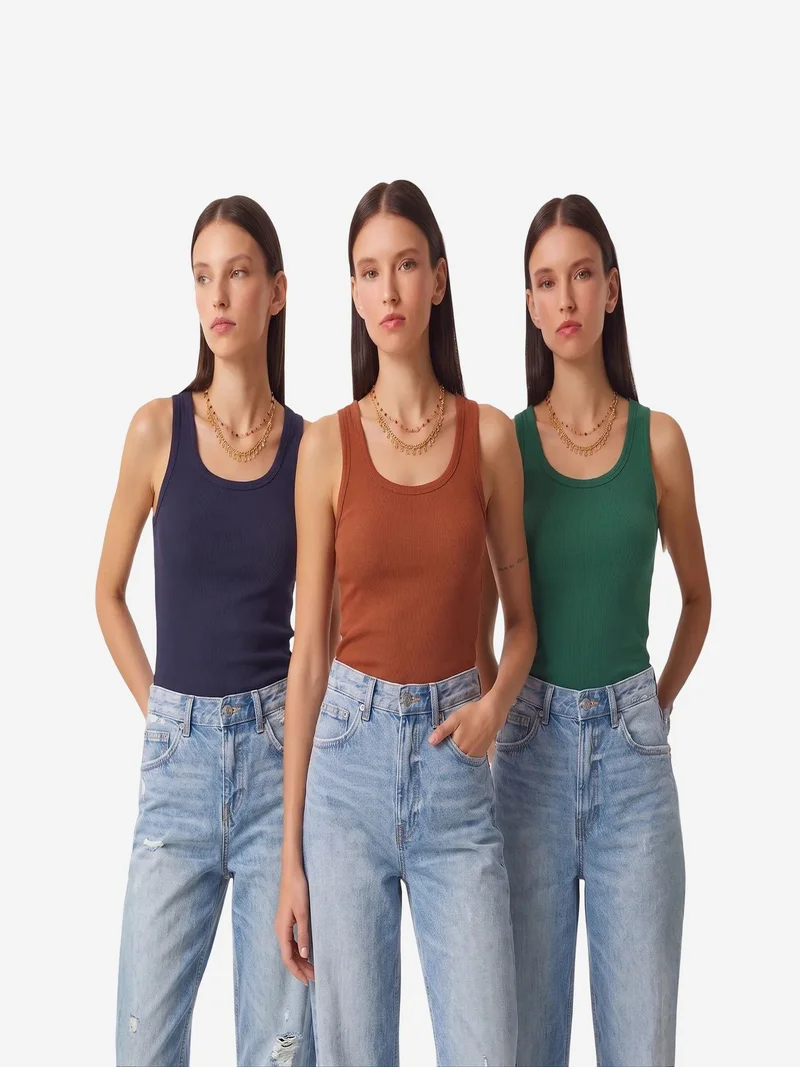 هابينس اسطنبول ISTANBUL 3-Pack Ribbed Cotton Cami Tops