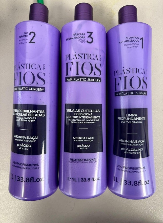 Cadiveu - (3x1 Litter) Plastica Dos Fios Brazilian Keratin Hair Smoothing System, Anti Residue Shampoo And Repair Mask - The Best Treatment System (Set of 3) - Image 2