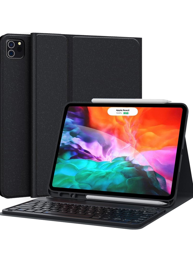 Green Tiger Keyboard Case for iPad Pro 12.9 2020 4th Generation, iPad Pro 12.9 Case with Keyboard 3rd Generation 2018 - Wireless Detachable - with Pencil Holder - iPad Pro 12.9 inch Keyboard Case, Black - Image 1