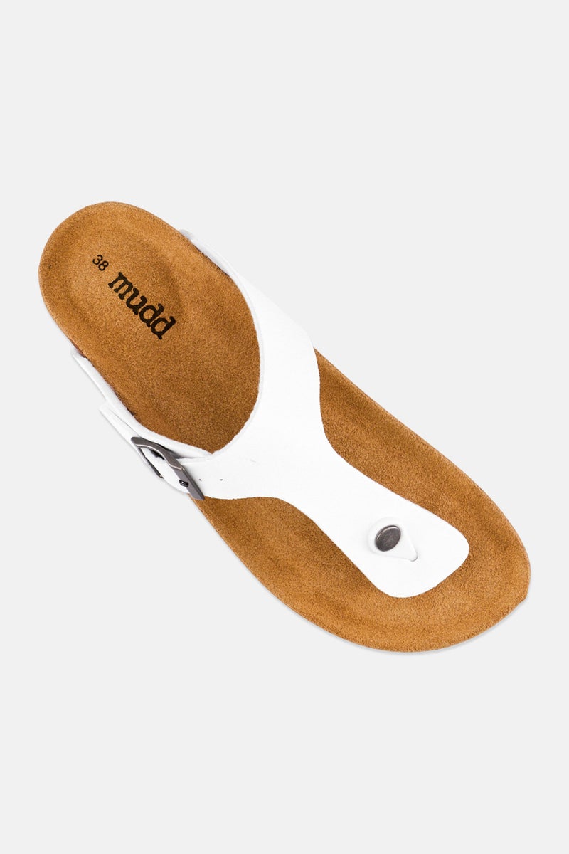 Mudd Women Slip On Cork Sandals, White - Image 2