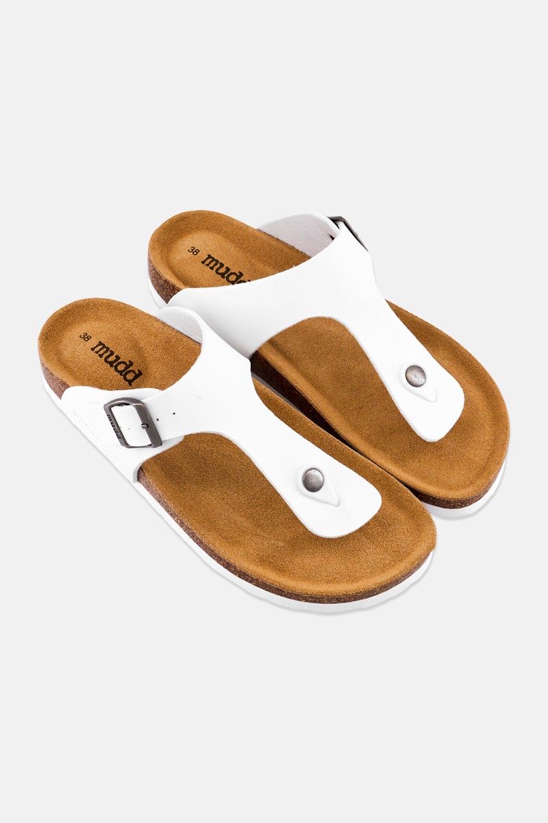 Mudd Women Slip On Cork Sandals, White - Image 4