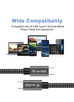 neolink NEOLINK 60W USB Type C Cable Nylon Braided USB C to USB C 2.0 Cable (C to C) Compatible For iPhone 16 15 Pro Max iPad Pro Air mini 6 MacBook Pro Air Galaxy S24 S23 Ultra Z Fold Xiaomi Honor OPPO OnePlus 1M  - Image 3