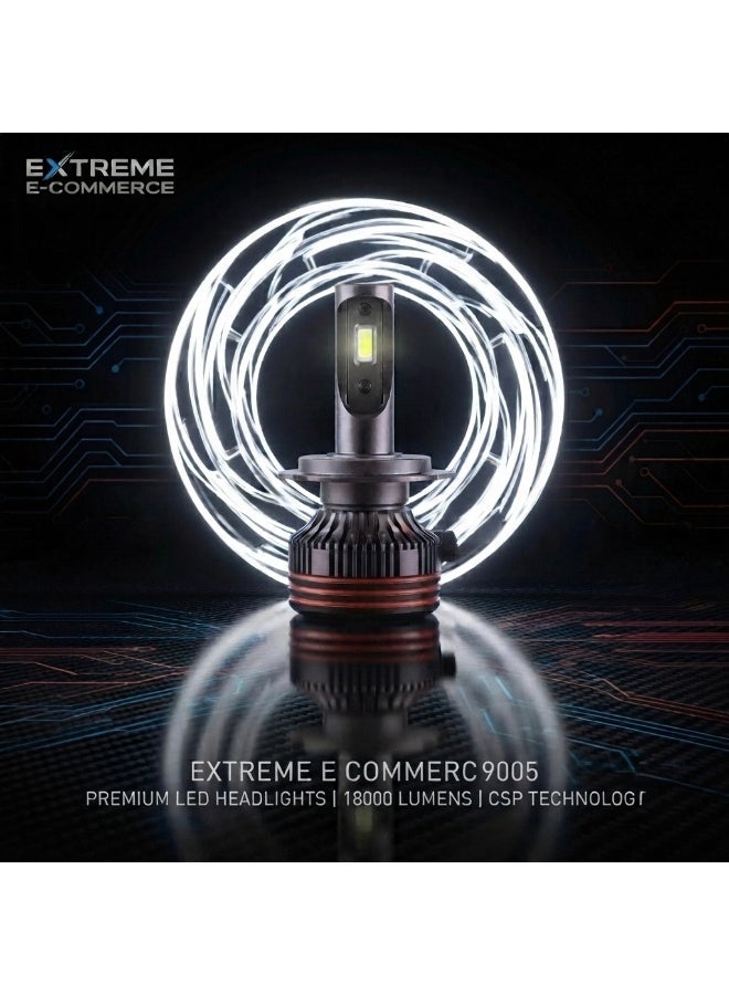 Extreme E Commerce 9005 LED Headlight Bulbs, 18000LM, 6500K Cool White, 120W High Power, Fan-Cooled Conversion Kit (9005) - Image 2