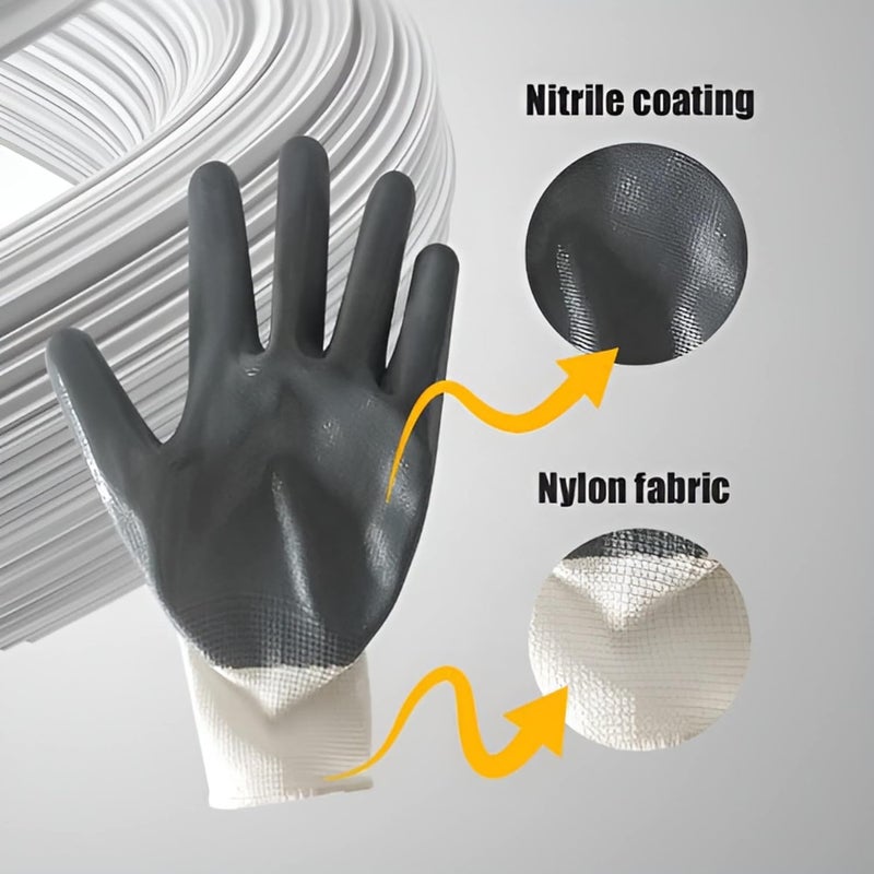 DONIZARD Pack 10 Pairs Reusable Nitrile Coated Nylon Cotton Safety Gloves For Men Industrial Gardening Gloves Hand Gloves For Men Industrial Gloves Working Gloves For Men Cutresistant Work Gloves  - Image 2