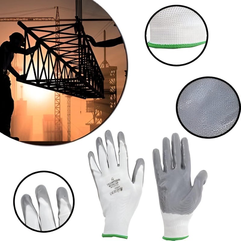 DONIZARD Pack 10 Pairs Reusable Nitrile Coated Nylon Cotton Safety Gloves For Men Industrial Gardening Gloves Hand Gloves For Men Industrial Gloves Working Gloves For Men Cutresistant Work Gloves  - Image 4