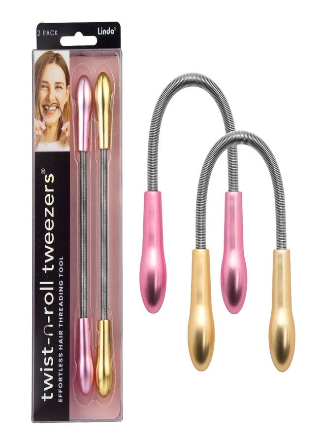 Lindo Twist-N-Roll Tweezer - Spring Facial Hair Removal Tool, Natural Threading, Stainless Steel, Remove Unwanted Hair on Upper Lip, Chin, Cheek, and Neck, Travel Pouches Included (2 Pack) - Image 1