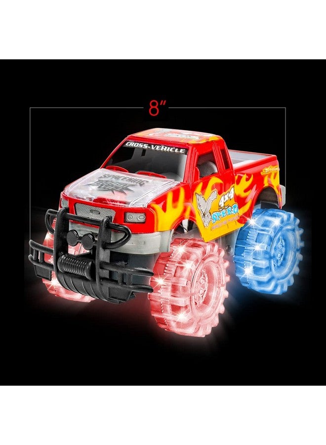 ArtCreativity شاحنة الوحش الحمراء المتوهجة من آرت كرييتيفيتي، قطعة واحدة، لعبة شاحنة وحش بطول 8 بوصات مع إطارات LED متلألئة وبطاريات، ألعاب سيارات دفع واذهب للأطفال، هدية ممتعة للأولاد والبنات من عمر 3 سنوات وما فوق… - Image 3