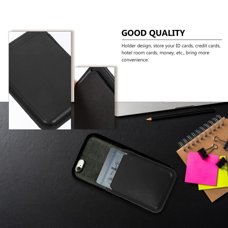 Kisangel Smartphone Back Wallet Card Holder Adhesive Compatible Most Phones Black - Image 4