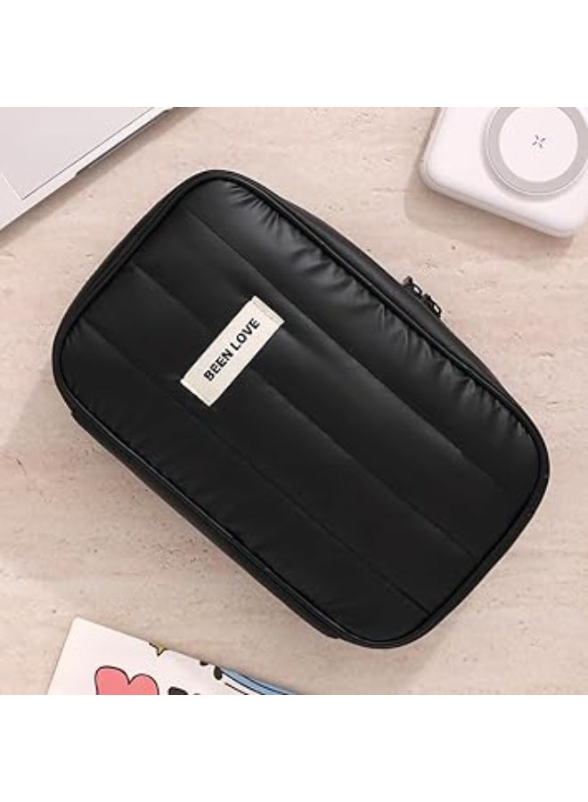 منظم إلكتروني، حقيبة سفر كبيرة الحجم، حقيبة حمل ملحقات، حقيبة تخزين محمولة مقاومة للماء للكابلات، والأسلاك، والشواحن، والهواتف، وسماعات الأذن، حجم كبير (أسود) - Image 4