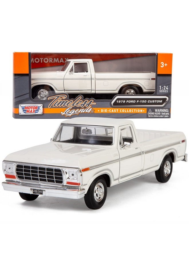 موتورماكس شاحنة بيك اب فورد F-150 كلاسيكية موديل 1979 من Motormax، شاحنة بيك اب F150 بمقياس 1:24، سيارة نموذجية قابلة للتجميع باللون الأبيض 79346، حصريًا من All Star Toys  - Image 1