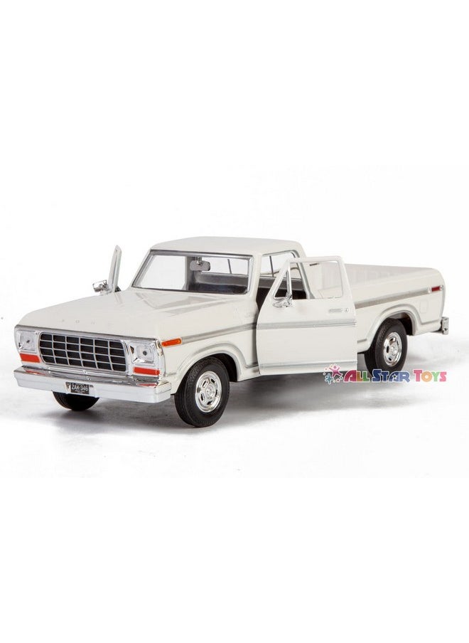 موتورماكس شاحنة بيك اب فورد F-150 كلاسيكية موديل 1979 من Motormax، شاحنة بيك اب F150 بمقياس 1:24، سيارة نموذجية قابلة للتجميع باللون الأبيض 79346، حصريًا من All Star Toys  - Image 2