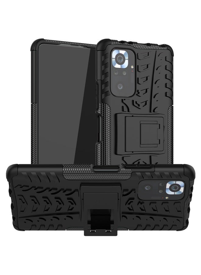 جراب حمايه مقاوم للصدمات مزود بستاند متوافق مع  Redmi Note 10 Pro 4G (أسود) - Image 1