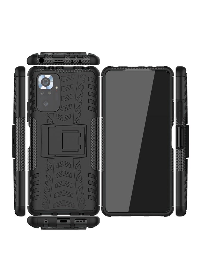 جراب حمايه مقاوم للصدمات مزود بستاند متوافق مع  Redmi Note 10 Pro 4G (أسود) - Image 3