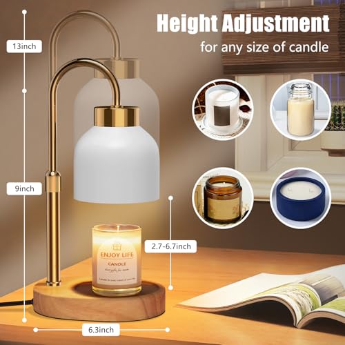 seenlast Candle Warmer Lamp with Dimmer Adjustable Height,Christmas Gifts and Birthday Gifts for Women,2/4/8H Timer,Vintage Home Decor for Scented Jar - Image 3