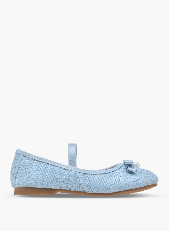 JUNIORS Bow Accent Ballerina Shoes with Elasticated Strap