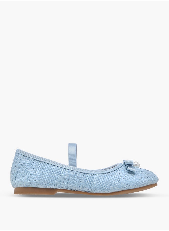 JUNIORS Bow Accent Ballerina Shoes with Elasticated Strap  - Image 3