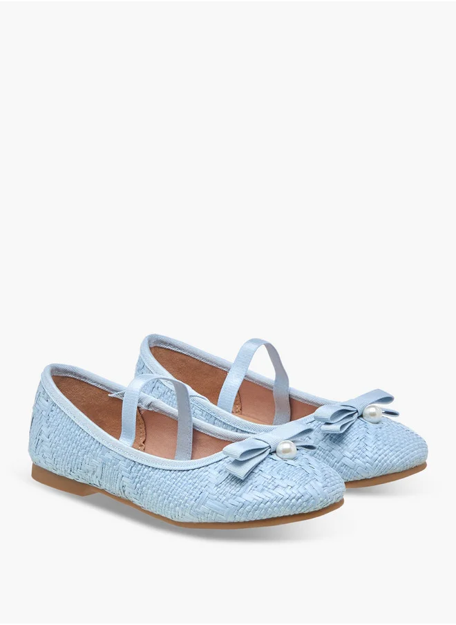 JUNIORS Bow Accent Ballerina Shoes with Elasticated Strap