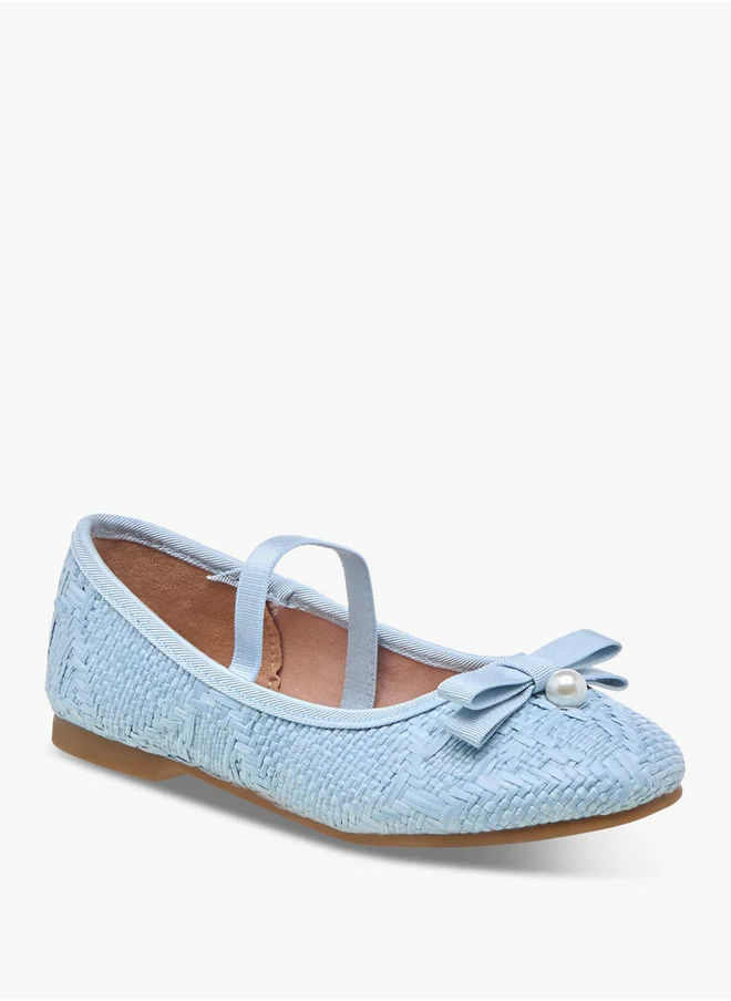 JUNIORS Bow Accent Ballerina Shoes with Elasticated Strap