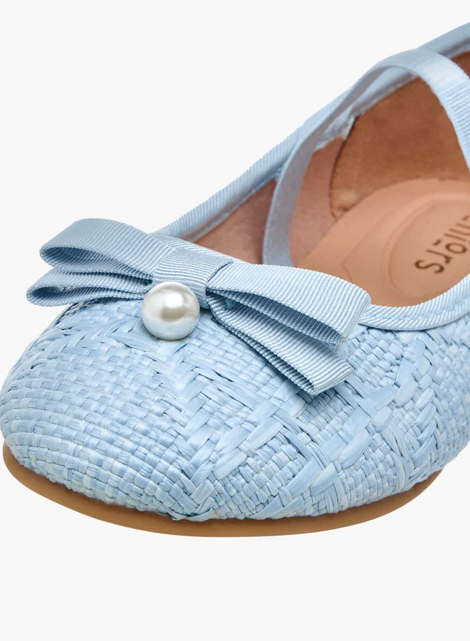 JUNIORS Bow Accent Ballerina Shoes with Elasticated Strap