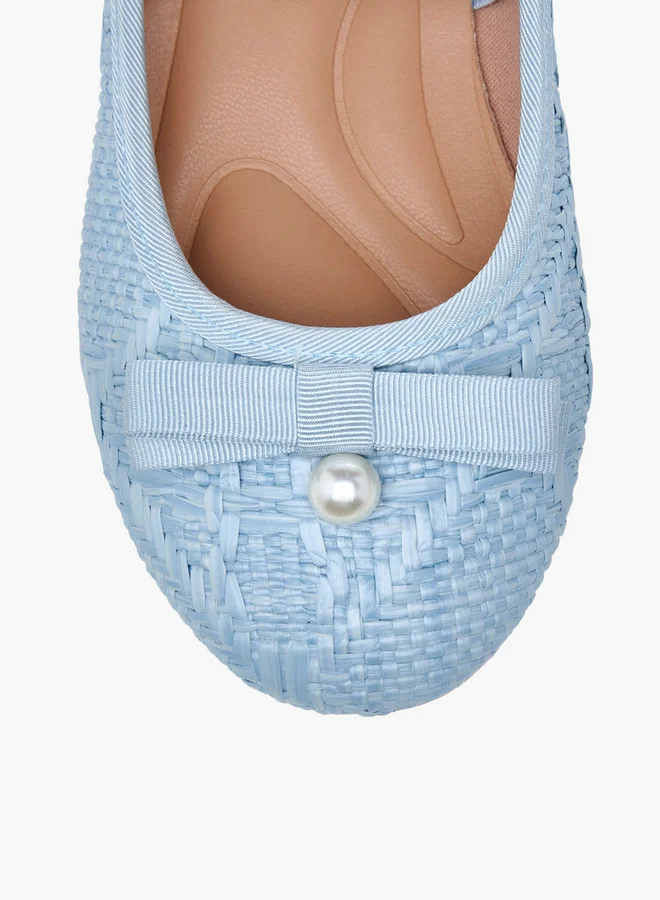 JUNIORS Bow Accent Ballerina Shoes with Elasticated Strap