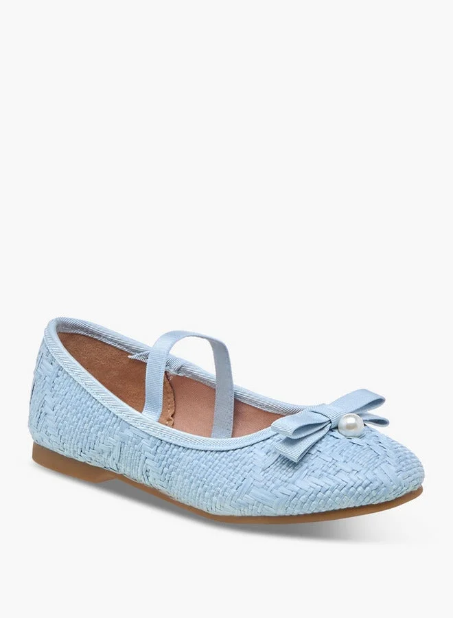 JUNIORS Bow Accent Ballerina Shoes with Elasticated Strap