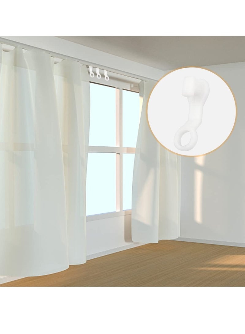 SYOSI 100 Pcs Curtain Hooks Plastic White Gliders Shower Curtain Hooks Rings Shower Curtain Rings and Hooks for Smooth and Easy Curtain Shower Curtain Opening and Closing 2.7x0.8cm White - Image 5