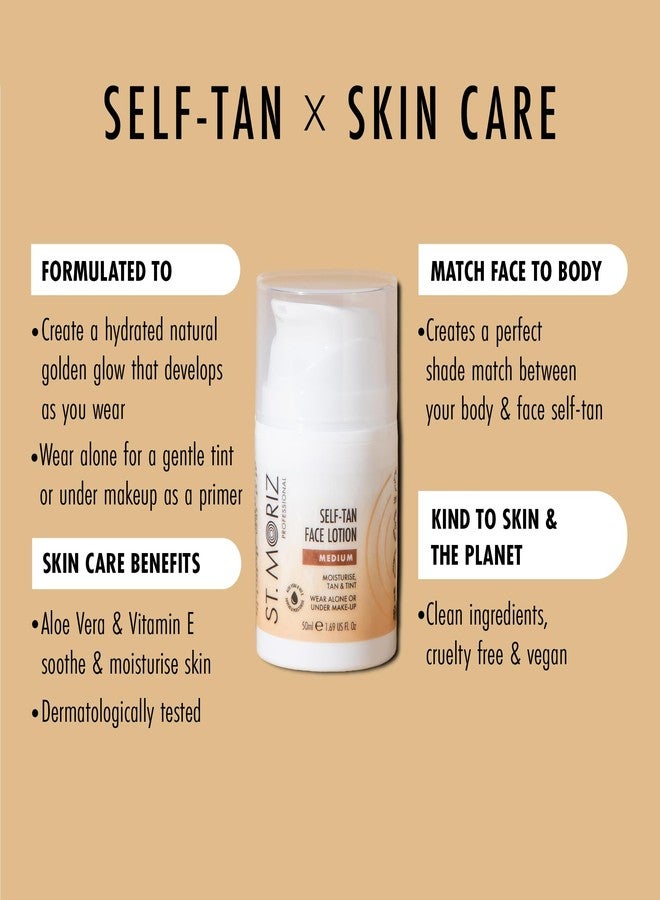 St. Moriz St Moriz Professional Medium Self Tan Face Lotion | With Aloe Vera & Vitamin E for Gradual Face Tan & Natural Glow | Vegan Fake Tan for Face | Wear Alone or Under Makeup | No Wash Off Required | 50ml - Image 2