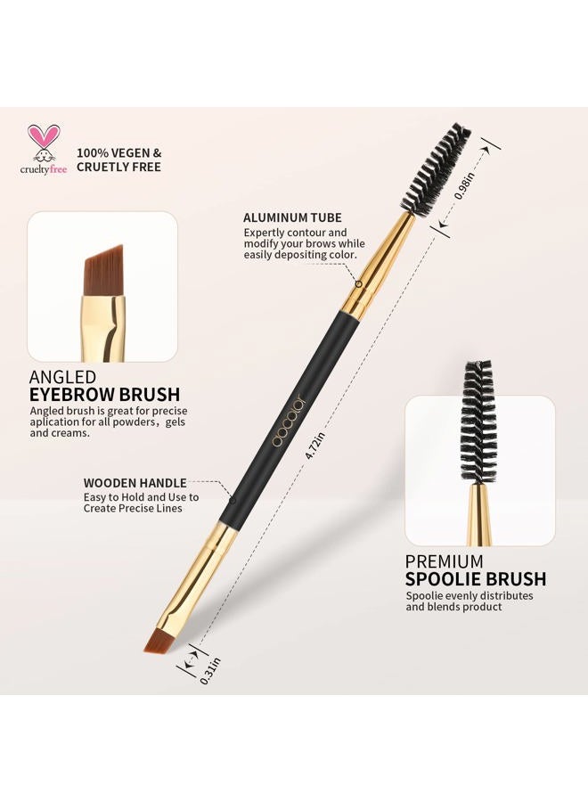 Docolor Duo Eyebrow Brush,Professional Angled Eye Brow Brush and Spoolie Brush Perfect for Lining and Shaping Brows, Spoolie for Brows or Lashes Black - Image 4