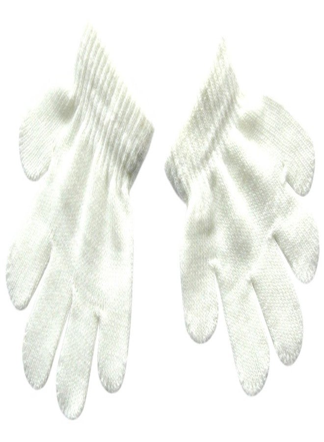 BaiX Toddler Boys and Girls Winter Knitted Writing Gloves, 1-3 Years Old, White - Image 2