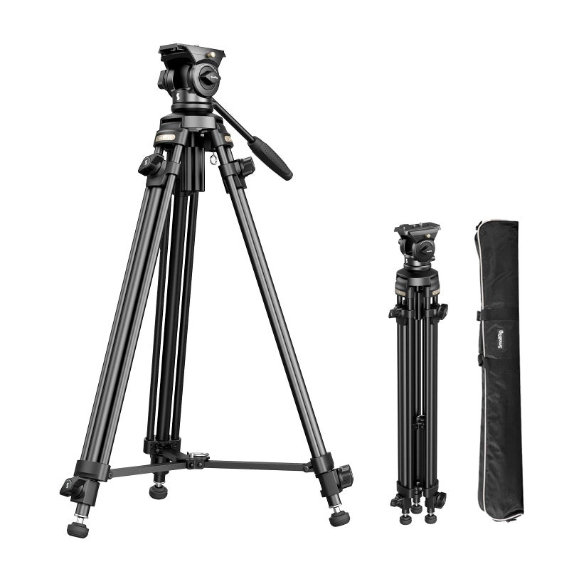 SmallRig AD-50Lite Video Tripod, Heavy Duty Tripod with 360Â°Fluid Head, 62" Aluminum Alloy Travel Tripods with QR Plate, Lift Rope, Load up to 11lb for DSLR, Camcorder, Camera - Image 1