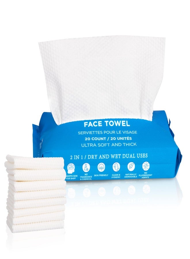 WITHU Disposable Face Towels travel facial towels，Ultra Soft, Biodegradable Makeup Remover Wipes, facial wipes Facial Cleansing, Multi-Use Dry Washcloths for All Skin Types/Travel 20 Ct - Image 1