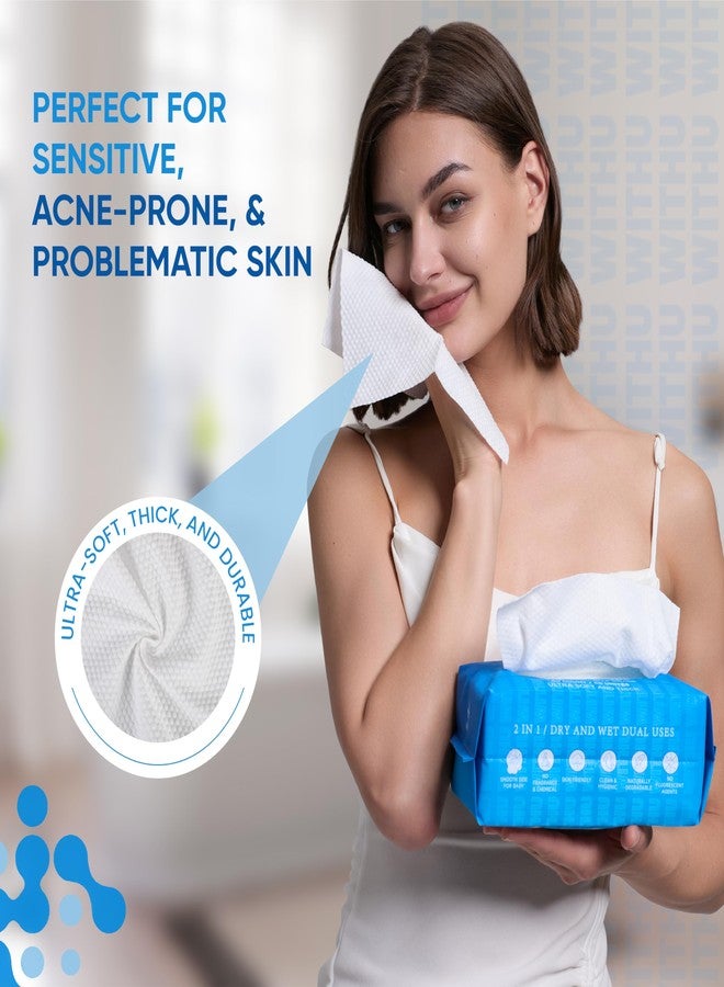 WITHU Disposable Face Towels travel facial towels，Ultra Soft, Biodegradable Makeup Remover Wipes, facial wipes Facial Cleansing, Multi-Use Dry Washcloths for All Skin Types/Travel 20 Ct - Image 3